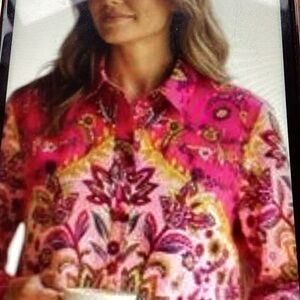Rachel Zoe Pink Floral Button Down Shirt